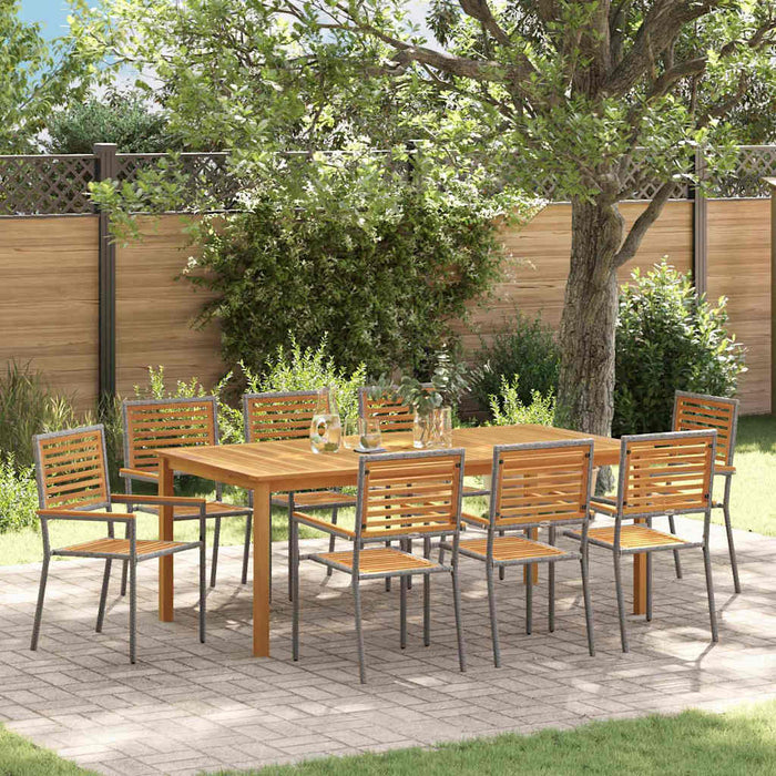 Set de masă de grădină 9 pcs Gri 200 x 100 x 74 cm - WALTI WALTI