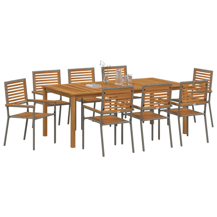 Set de masă de grădină 9 pcs Gri 200 x 100 x 74 cm - WALTI WALTI