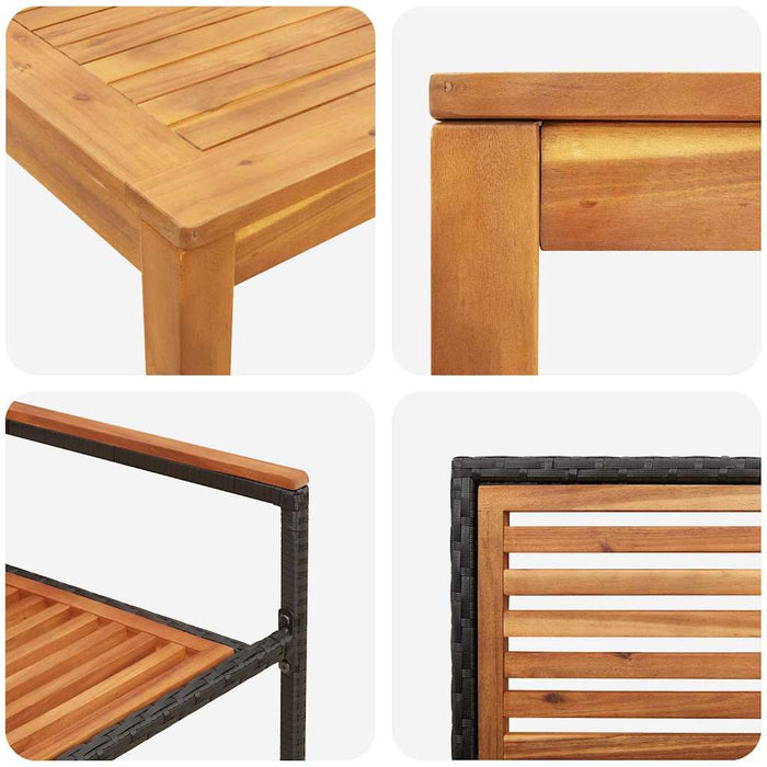 Set de masă pentru grădină 3 pcs Negru Lemn Solid de Acacia WALTI