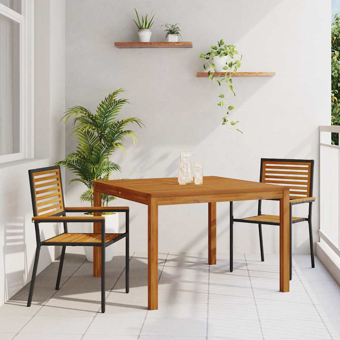 Set de masă pentru grădină 3 pcs Negru Lemn Solid de Acacia WALTI