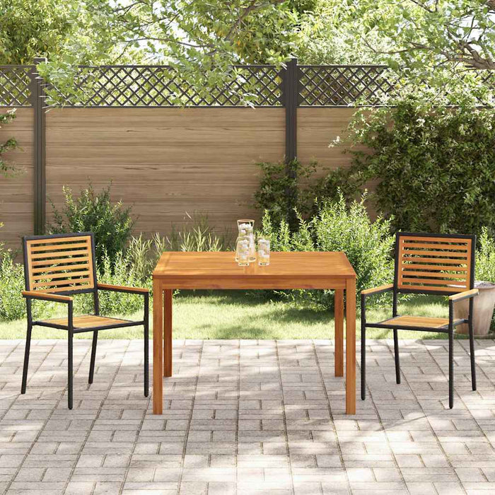 Set de masă pentru grădină 3 pcs Negru Lemn Solid de Acacia WALTI