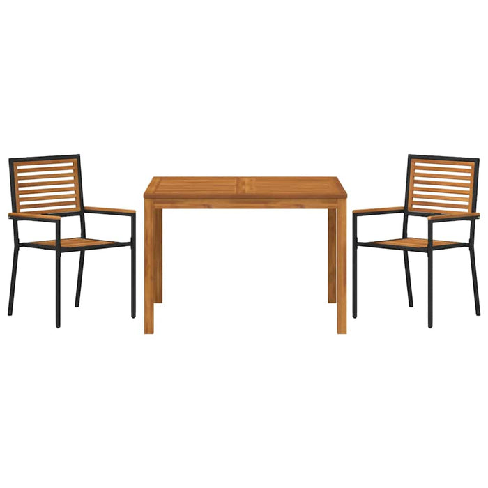 Set de masă pentru grădină 3 pcs Negru Lemn Solid de Acacia WALTI