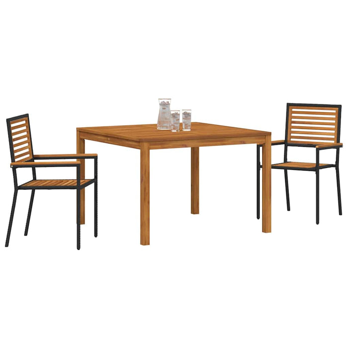 Set de masă pentru grădină 3 pcs Negru Lemn Solid de Acacia WALTI