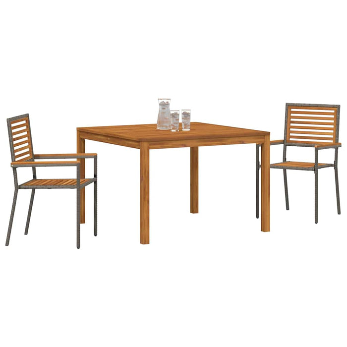 Set de masă pentru grădină 3 pcs Gri Lemn Solid de Acacia WALTI