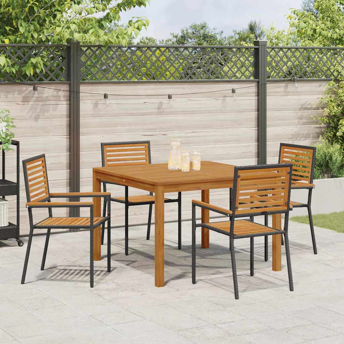 Set de masă pentru grădină 5 pcs Negru Lemn Solid de Acacia - WALTI WALTI