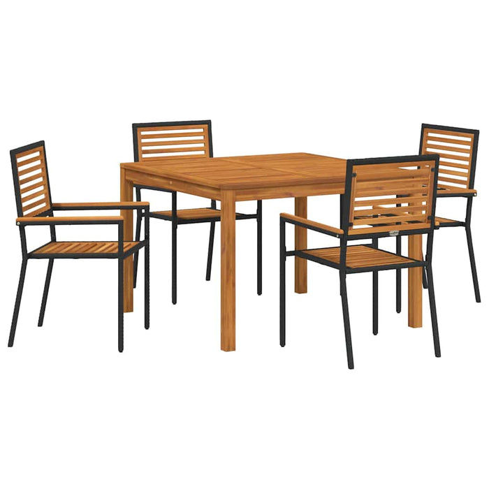 Set de masă pentru grădină 5 pcs Negru Lemn Solid de Acacia - WALTI WALTI