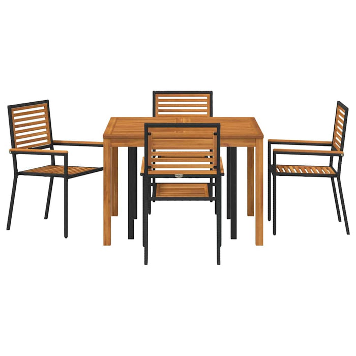 Set de masă pentru grădină 5 pcs Negru Lemn Solid de Acacia - WALTI WALTI