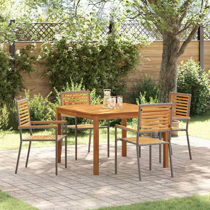Set de masă pentru grădină 5 pcs Gri Lemn Solid de Acacia WALTI