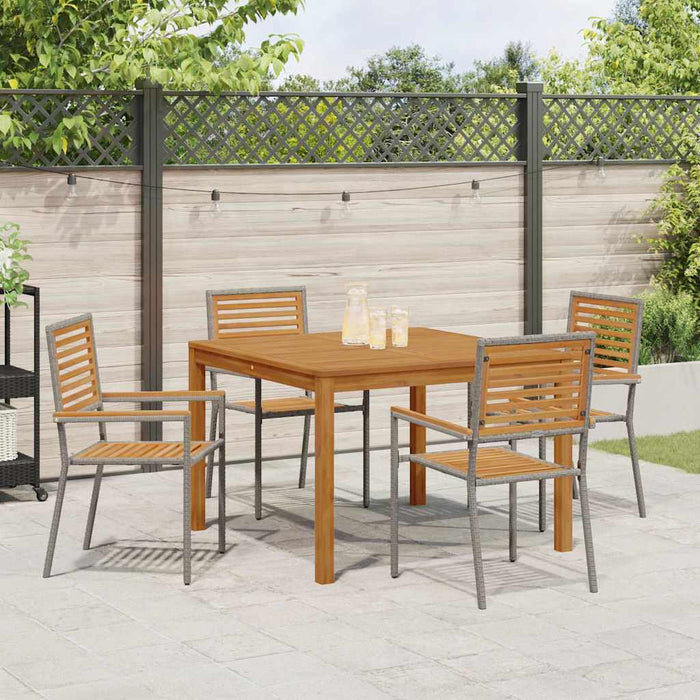 Set de masă pentru grădină 5 pcs Gri Lemn Solid de Acacia WALTI