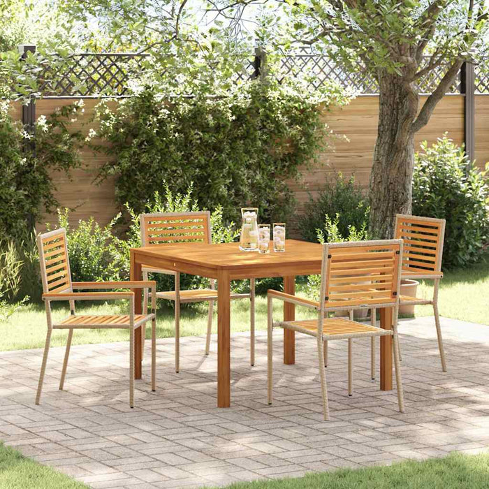Set de masă pentru grădină 5 pcs Bej Lemn Solid de Acacia WALTI