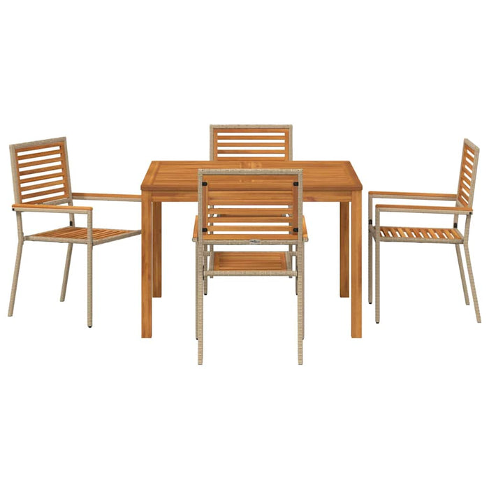 Set de masă pentru grădină 5 pcs Bej Lemn Solid de Acacia WALTI