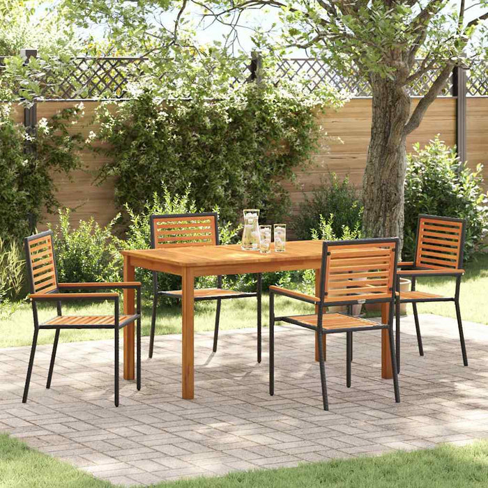 Set de masă pentru grădină 5 pcs Negru Lemn Solid de Acacia - WALTI WALTI