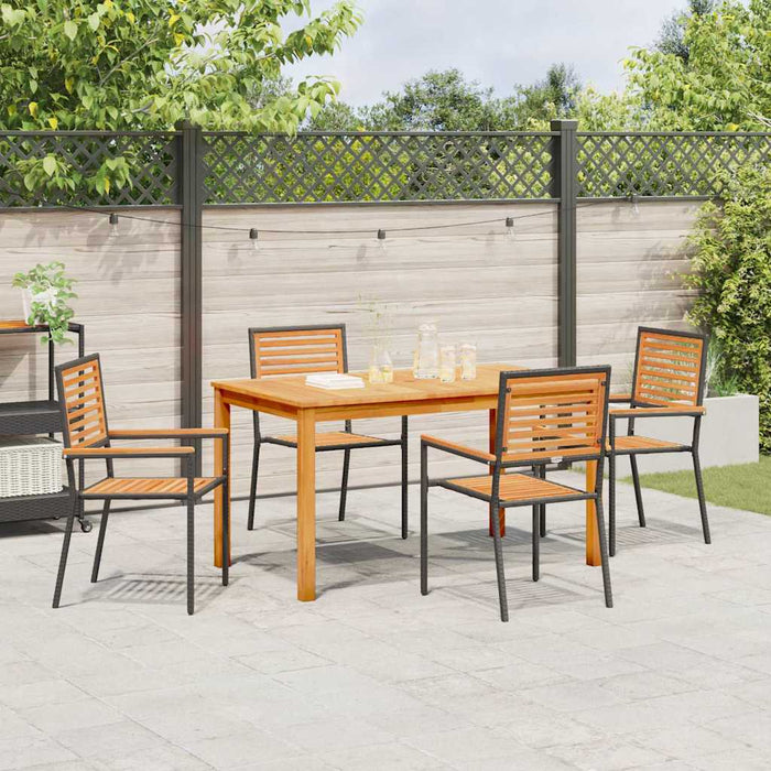 Set de masă pentru grădină 5 pcs Negru Lemn Solid de Acacia - WALTI WALTI