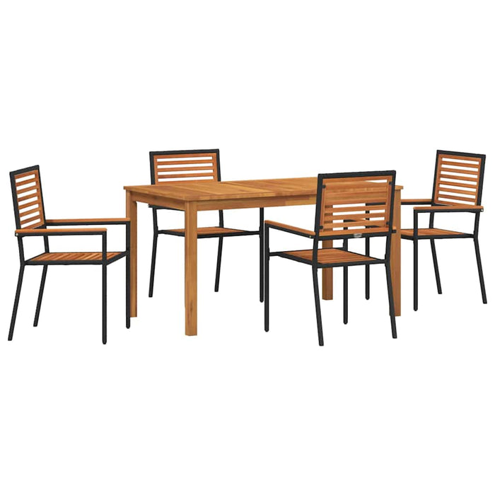 Set de masă pentru grădină 5 pcs Negru Lemn Solid de Acacia - WALTI WALTI