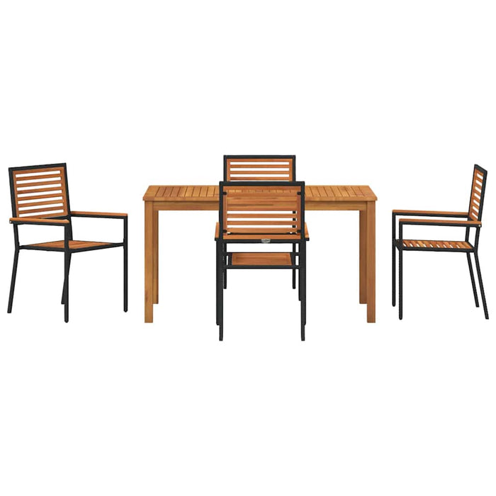 Set de masă pentru grădină 5 pcs Negru Lemn Solid de Acacia - WALTI WALTI