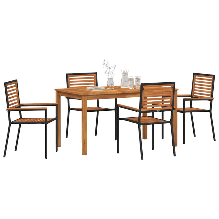 Set de masă pentru grădină 5 pcs Negru Lemn Solid de Acacia - WALTI WALTI