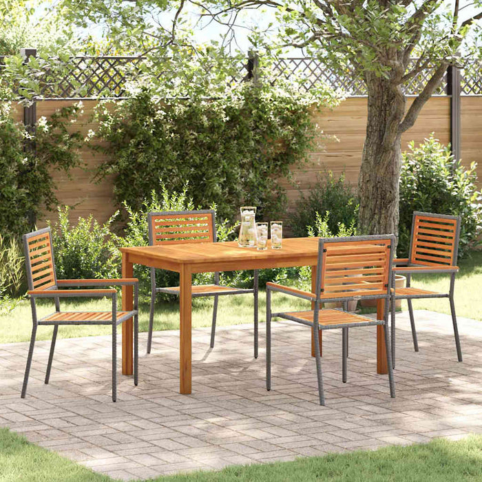 Set de masă pentru grădină 5 pcs Gri Lemn Solid de Acacia - WALTI WALTI