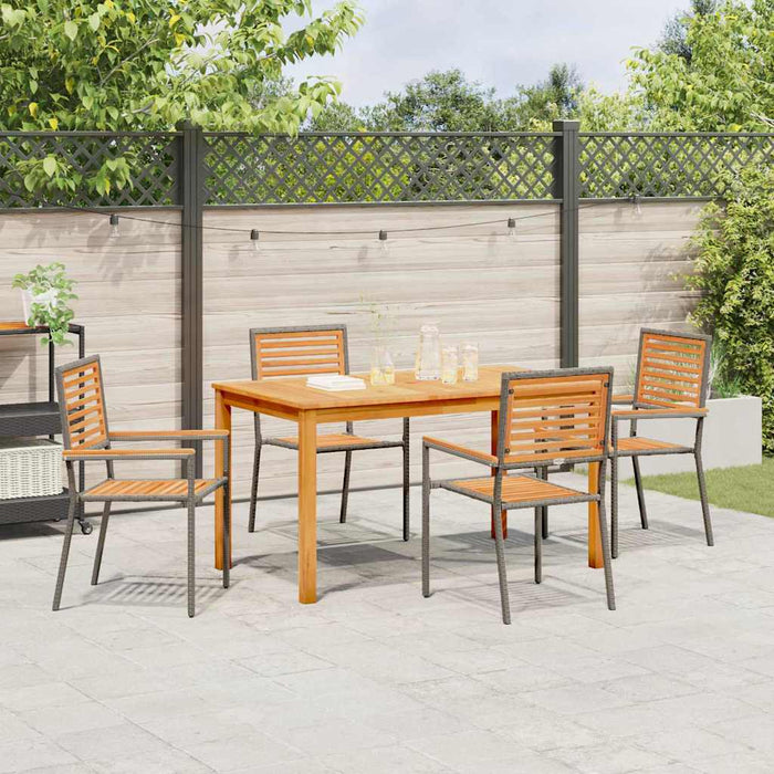 Set de masă pentru grădină 5 pcs Gri Lemn Solid de Acacia - WALTI WALTI