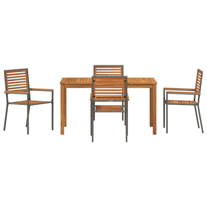 Set de masă pentru grădină 5 pcs Gri Lemn Solid de Acacia - WALTI WALTI