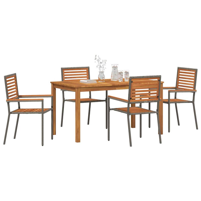 Set de masă pentru grădină 5 pcs Gri Lemn Solid de Acacia - WALTI WALTI