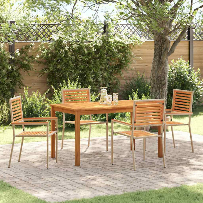 Set de masă pentru grădină 5 pcs Bej Lemn Solid de Acacia - WALTI WALTI