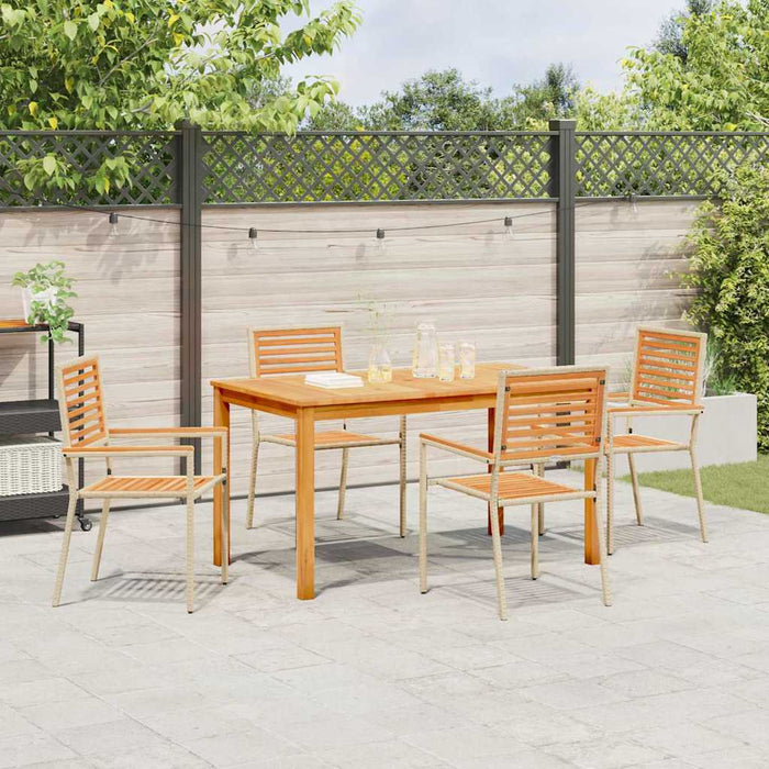 Set de masă pentru grădină 5 pcs Bej Lemn Solid de Acacia - WALTI WALTI