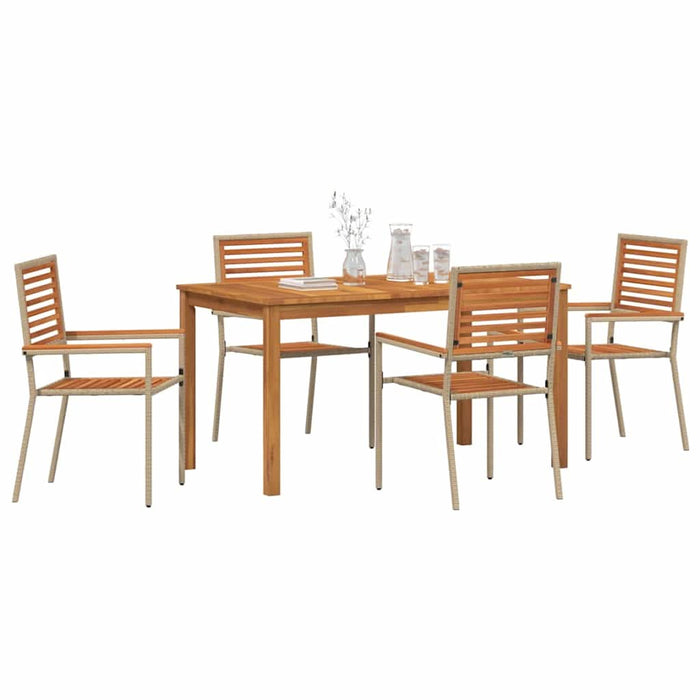 Set de masă pentru grădină 5 pcs Bej Lemn Solid de Acacia - WALTI WALTI