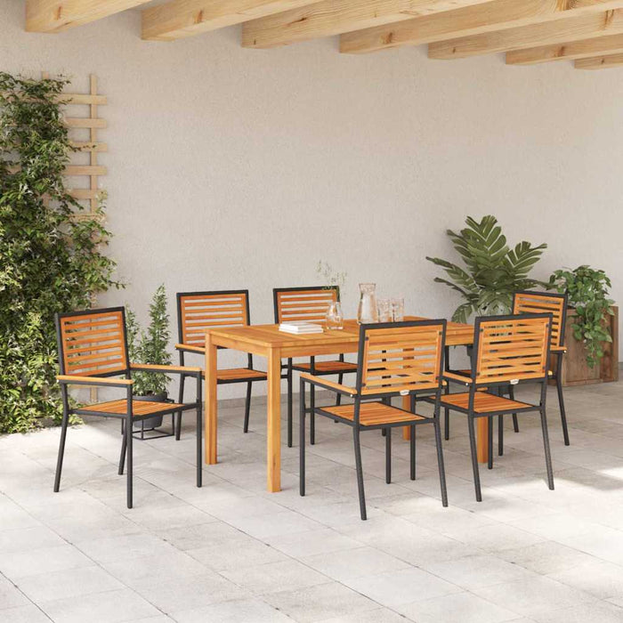 Set de masă pentru grădină 7 pcs Negru Lemn Solid de Acacia - WALTI WALTI