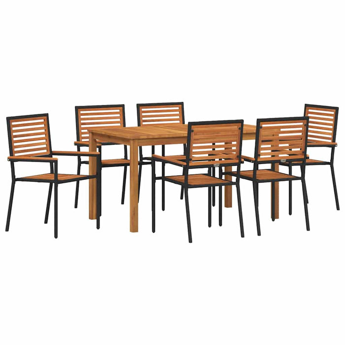 Set de masă pentru grădină 7 pcs Negru Lemn Solid de Acacia - WALTI WALTI
