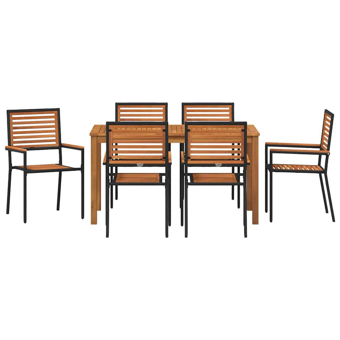 Set de masă pentru grădină 7 pcs Negru Lemn Solid de Acacia - WALTI WALTI