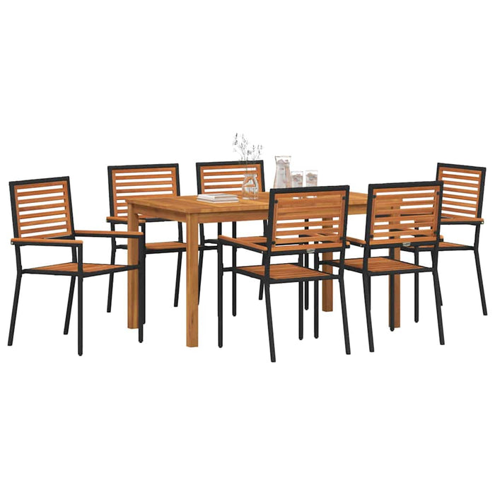 Set de masă pentru grădină 7 pcs Negru Lemn Solid de Acacia - WALTI WALTI