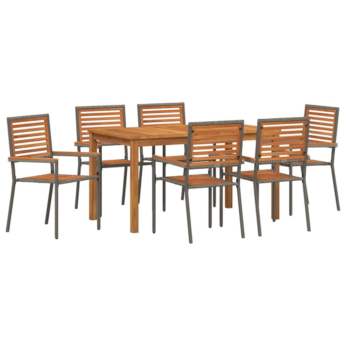 Set de masă pentru grădină 7 pcs Gri Lemn Solid de Acacia - WALTI WALTI