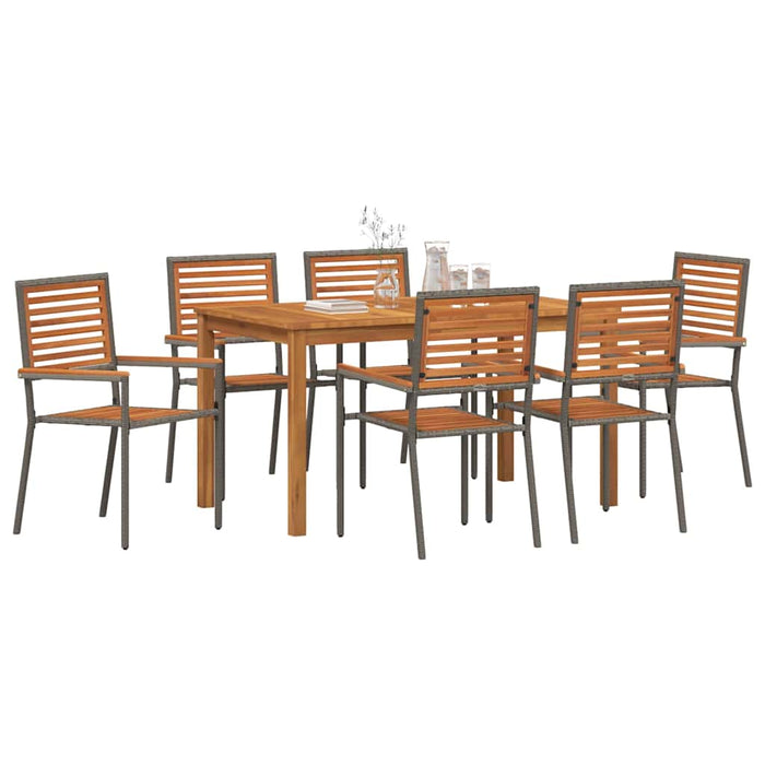 Set de masă pentru grădină 7 pcs Gri Lemn Solid de Acacia - WALTI WALTI