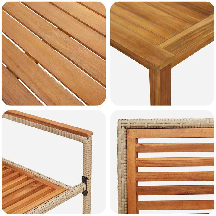Set de masă pentru grădină 7 pcs Bej Lemn Solid de Acacia - WALTI WALTI