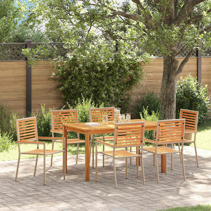 Set de masă pentru grădină 7 pcs Bej Lemn Solid de Acacia - WALTI WALTI