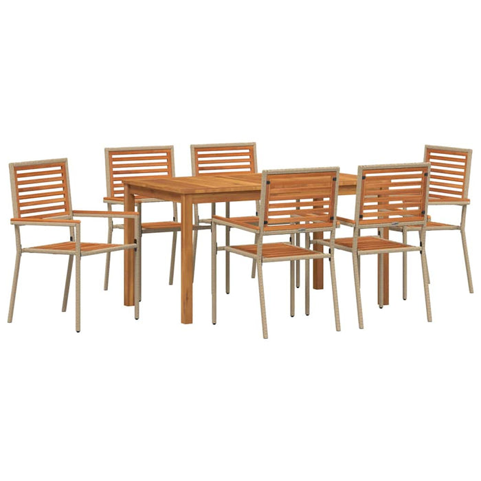 Set de masă pentru grădină 7 pcs Bej Lemn Solid de Acacia - WALTI WALTI