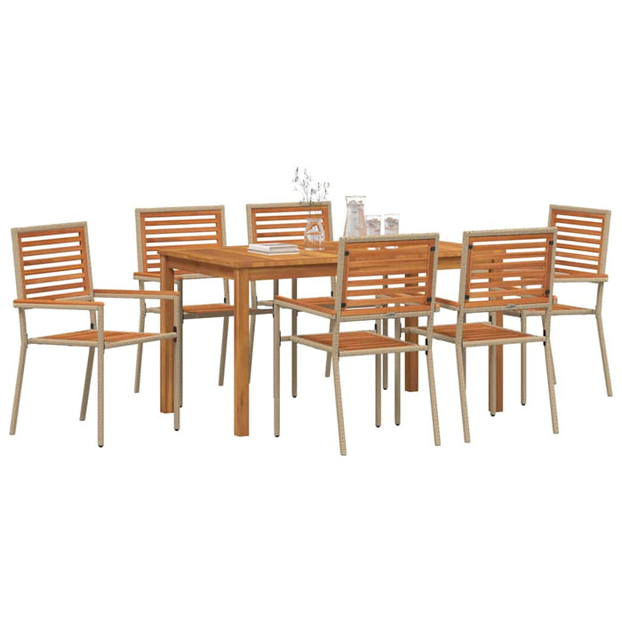 Set de masă pentru grădină 7 pcs Bej Lemn Solid de Acacia - WALTI WALTI