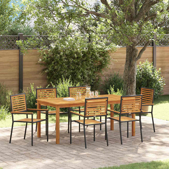 Set de masă pentru grădină 7 pcs Negru Lemn Solid de Acacia - WALTI WALTI