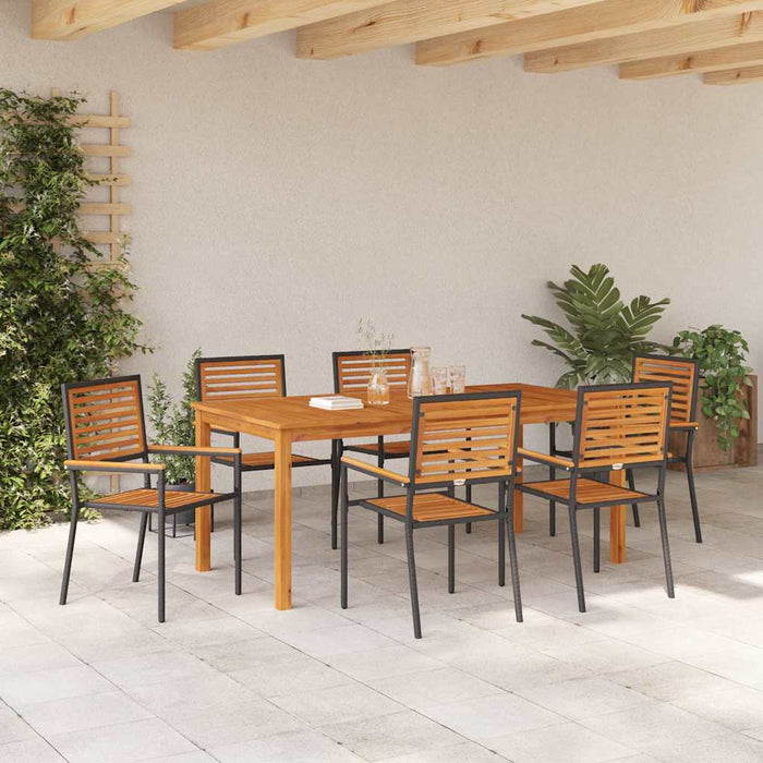 Set de masă pentru grădină 7 pcs Negru Lemn Solid de Acacia - WALTI WALTI