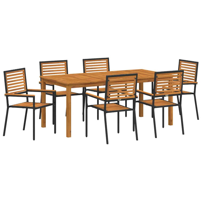 Set de masă pentru grădină 7 pcs Negru Lemn Solid de Acacia - WALTI WALTI