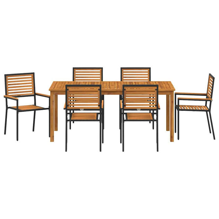 Set de masă pentru grădină 7 pcs Negru Lemn Solid de Acacia - WALTI WALTI