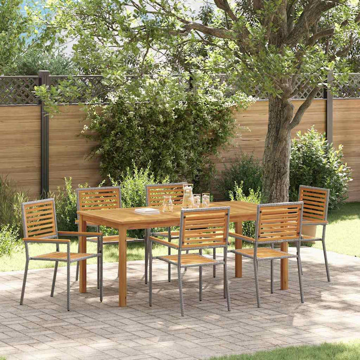 Set de masă pentru grădină 7 pcs Gri Lemn Solid de Acacia - WALTI WALTI