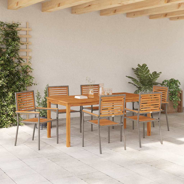 Set de masă pentru grădină 7 pcs Gri Lemn Solid de Acacia - WALTI WALTI