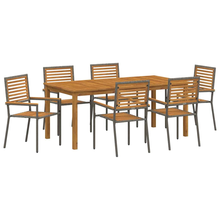 Set de masă pentru grădină 7 pcs Gri Lemn Solid de Acacia - WALTI WALTI