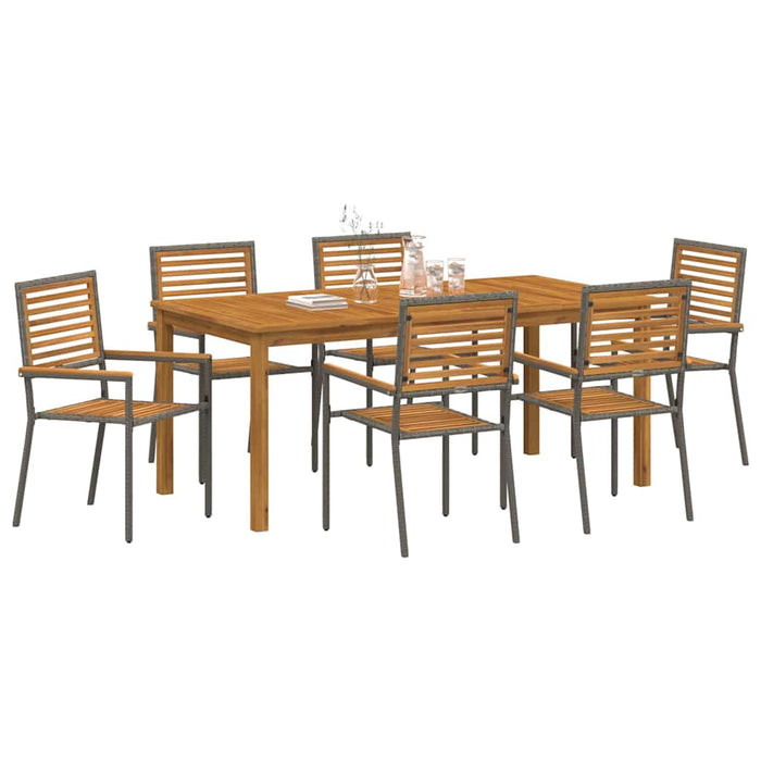 Set de masă pentru grădină 7 pcs Gri Lemn Solid de Acacia - WALTI WALTI