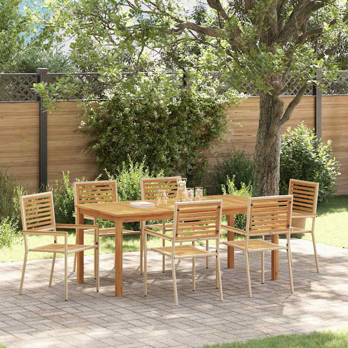 Set de masă pentru grădină 7 pcs Bej Lemn Solid de Acacia - WALTI WALTI