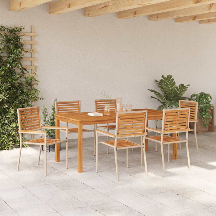 Set de masă pentru grădină 7 pcs Bej Lemn Solid de Acacia - WALTI WALTI