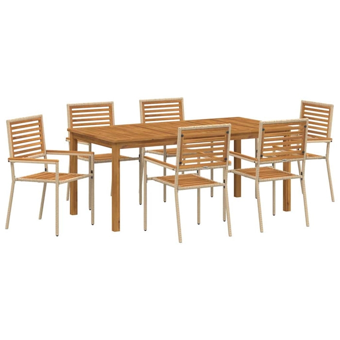 Set de masă pentru grădină 7 pcs Bej Lemn Solid de Acacia - WALTI WALTI