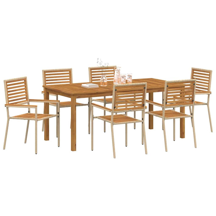 Set de masă pentru grădină 7 pcs Bej Lemn Solid de Acacia - WALTI WALTI
