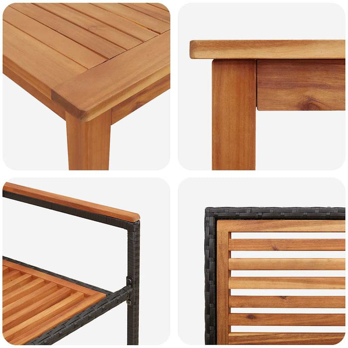 Set de masă pentru grădină 9 pcs Negru Lemn Solid de Acacia - WALTI WALTI